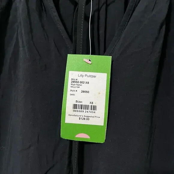 Lilly Pulitzer‎ Lightweight Willa Top Size XS Black Onyx Black Vacation Resort